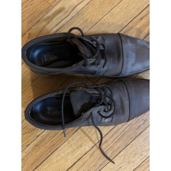 Men’s Size 9 Bullboxer Shoes Casual Cap Toe Oxford Brown Leather Lace Up Low Top - Picture 4 of 6